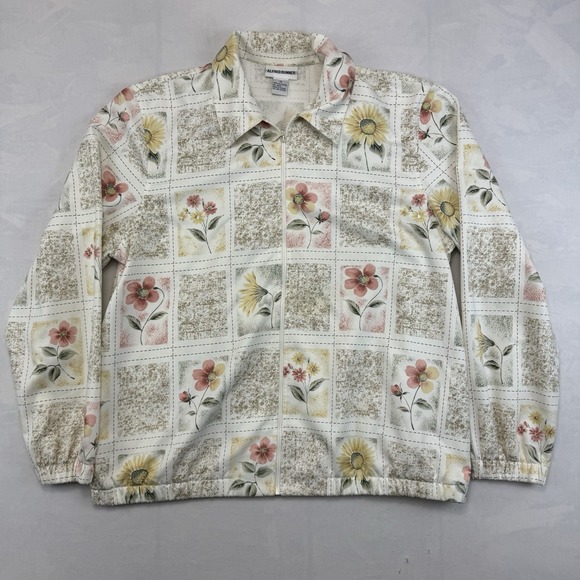 Alfred Dunner Jackets & Blazers - Vintage Alfred Dunner Women's 12 Floral Zip Jacket Sunflower